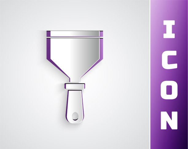 纸切割油灰刀图标孤立在灰色图片下载