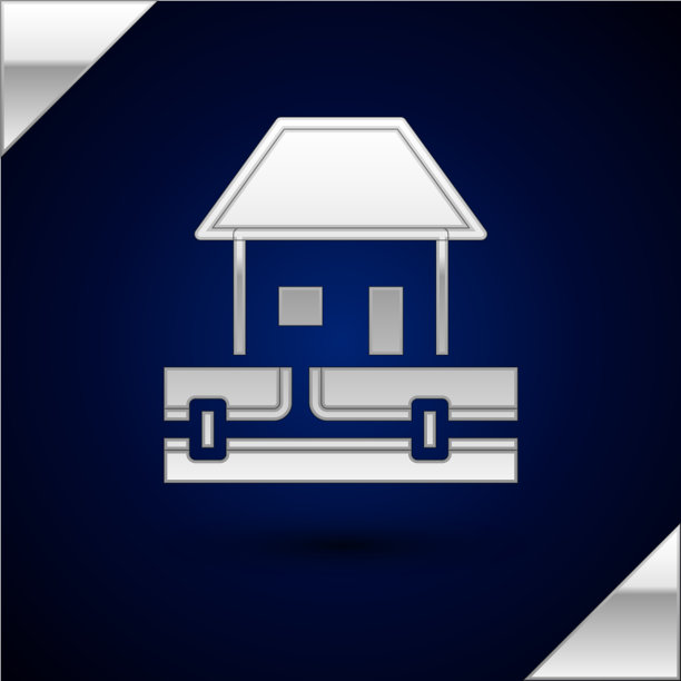 银色供水管道和房屋图标隔离图片下载