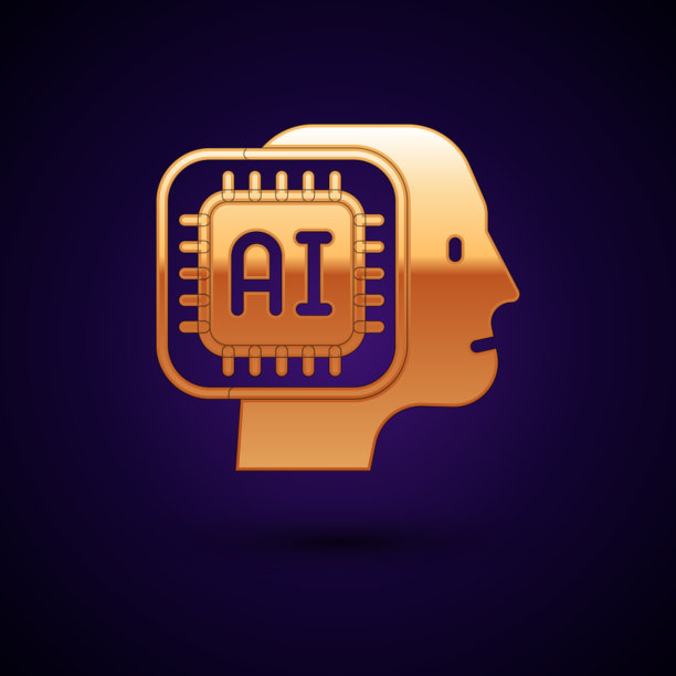 金色人形机器人图标孤立在黑色上图片下载