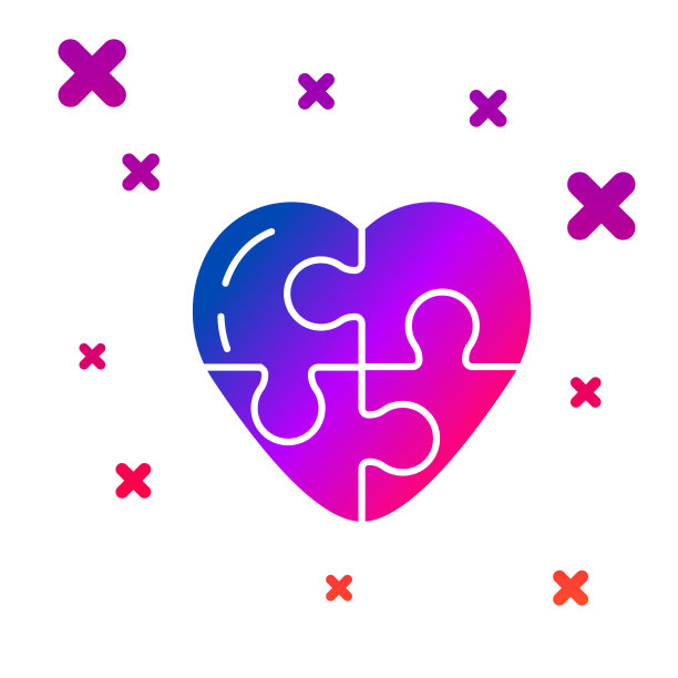 颜色心图标孤立在白色背景图片下载