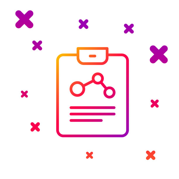 彩色线化学报告图标孤立在白色上图片下载