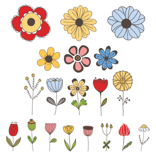 设置简单可爱的孤立花在白色图片下载