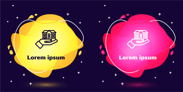 设定线房子在手图标孤立在蓝色图片下载