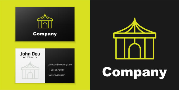 标志类型线马戏团帐篷图标孤立在黑色图片下载