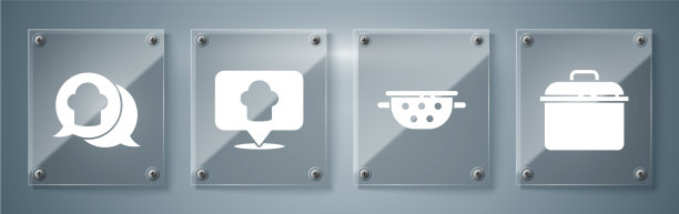 用厨房滤锅装厨师帽图片下载