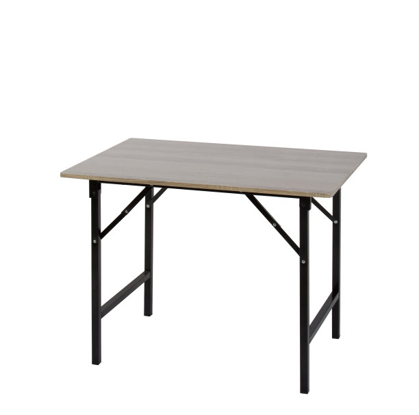 木制桌子，金属腿孤立在白色上图片下载