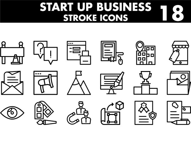 描边风格的创业公司图标图片下载