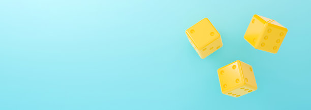可爱的3d渲染插图。骰子赌场游戏在淡蓝色背景抽象。竞争商业娱乐理念。三维。极简主义的创造性方法。图片下载