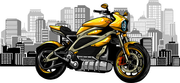 城市景观与快速摩托车图片下载