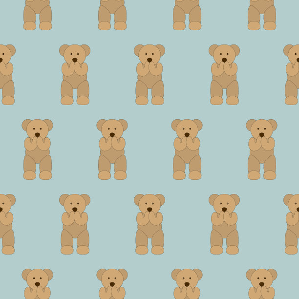 无缝图案的旧泰迪熊保持安静图片下载
