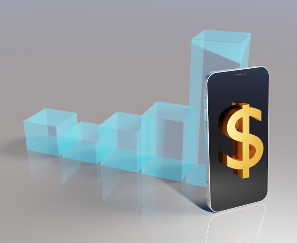 智能手机与蓝色条形图图片下载