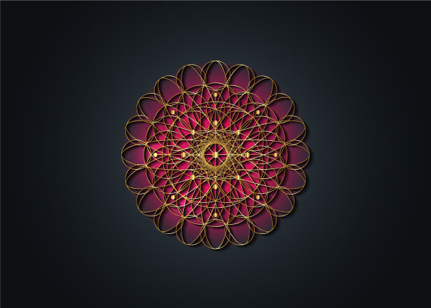 神圣几何秘花生命金标志图片下载