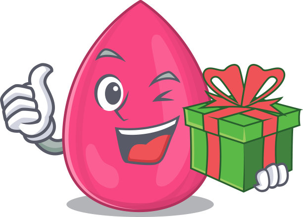 化妆海绵卡通人物与大礼盒图片下载