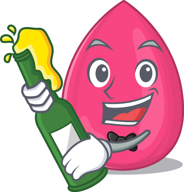 一个漫画设计风格的化妆海绵欢呼图片下载