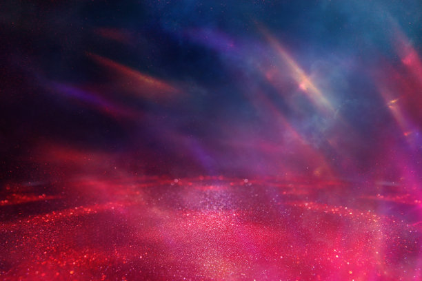 抽象的红、蓝、黑散焦背景。散景灯图片下载