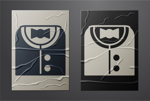 白色套装图标孤立在皱巴巴的纸上图片下载