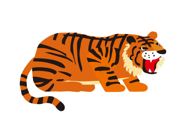 矢量插图的威胁老虎在白色的背景。图片下载