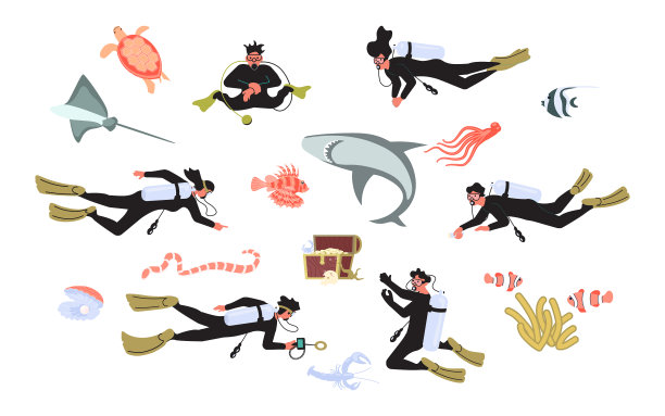 设置深水和水肺潜水图片下载