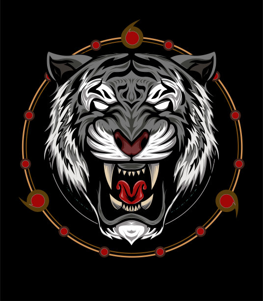 虎头插图与神圣的象征图片下载