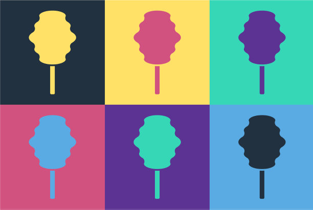波普艺术棉花糖图标孤立的颜色图片下载
