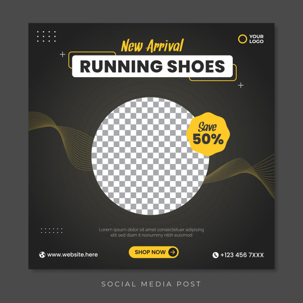 新款跑鞋销售社交媒体推广横幅模板图片下载
