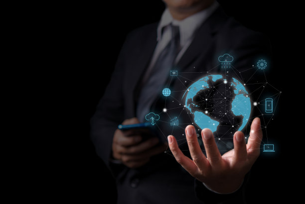 人与网络连接的概念。媒体图标技术，为文本复制空间。图片下载