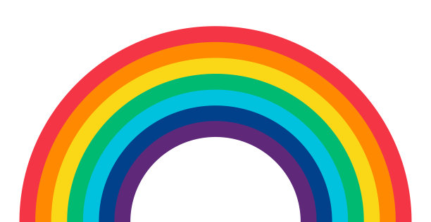 美丽的五彩彩虹，彩虹的颜色在白色的背景-向量图片下载