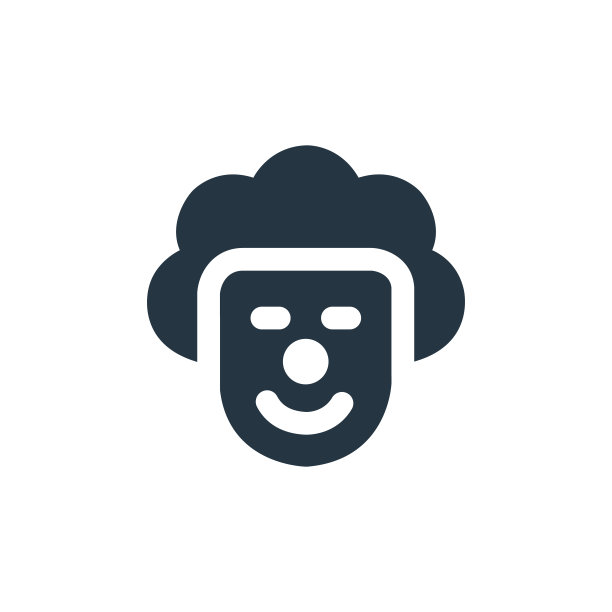 小丑图标。字形小丑图标用于网站设计和移动，应用程序开发，打印。小丑图标从充满嘉年华和娱乐收集孤立的白色背景。图片下载