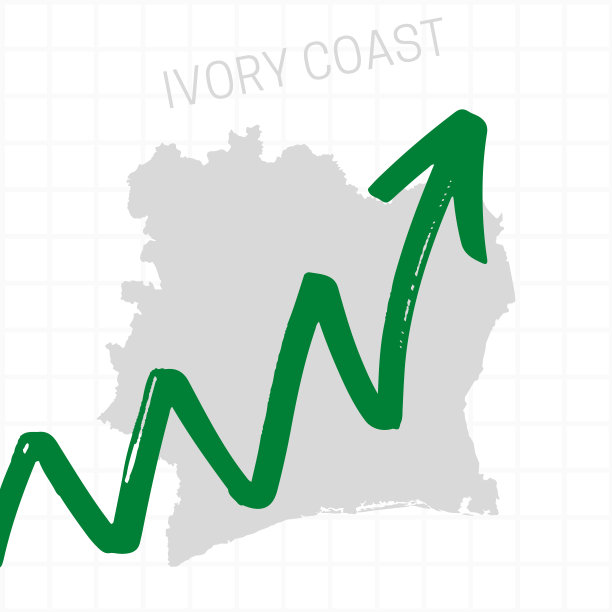 象牙海岸地图，上升的箭头显示经济增长。图片下载