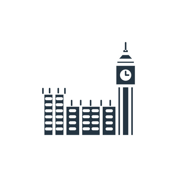 大本钟图标。字形大本钟图标用于网站设计和移动，应用程序开发，打印。大本钟图标从充满建筑收集孤立的白色背景。图片下载