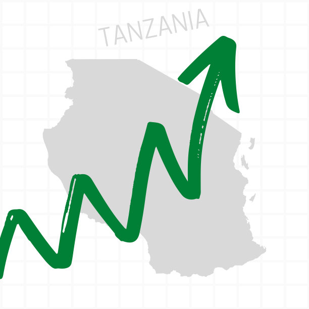 坦桑尼亚地图以上升的箭头表示经济增长。图片下载