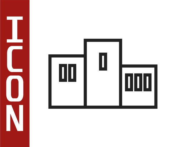 黑线奖上的体育冠军领奖台图标图片下载