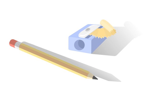 设置与孤立的铅笔和卷笔刀矢量插图。用于纸张工作的文具元素。教育的帮手。学校,办公用品。手绘。制作图片、草图。图片下载
