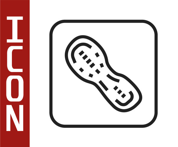 黑线人类脚印鞋图标孤立上图片下载