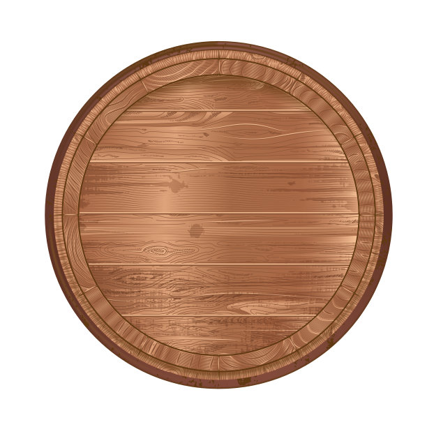 古色古香的木桶的顶部是用质地较轻的木材制成的。孤立在白色背景上图片下载