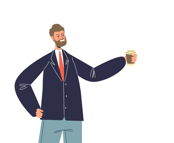 成功的商人拿着纸咖啡杯图片下载