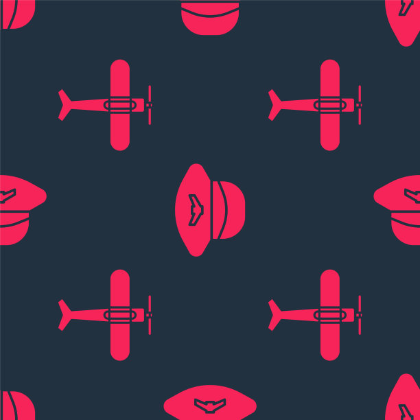 设置飞机和飞行员的帽子在无缝模式图片下载