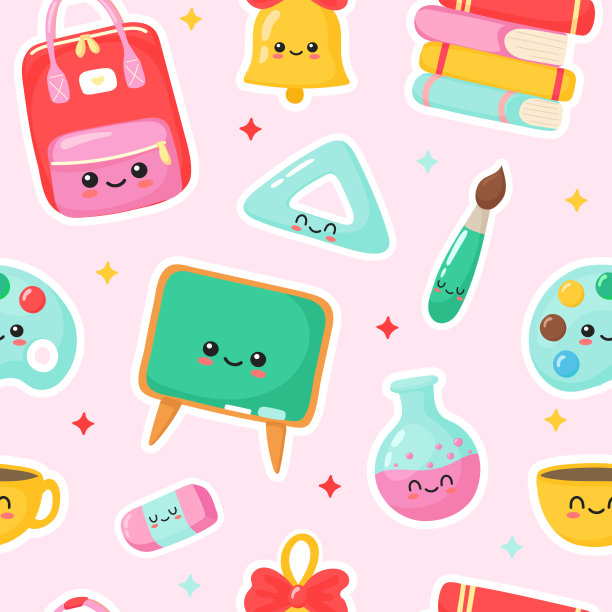 好学校的模式。卡瓦依学校的科目。卡通向量图片下载