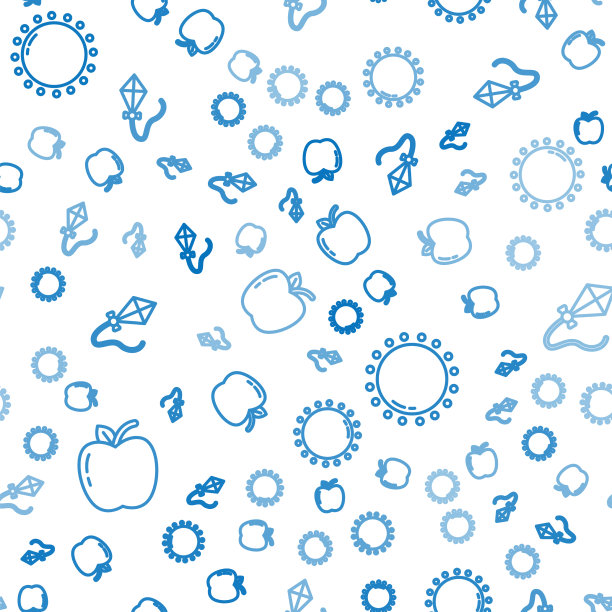 设定线，苹果太阳和风筝在无缝模式图片下载