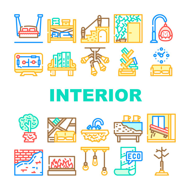 室内风格设计集合图标集合向量图片下载