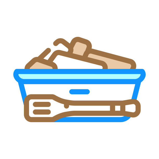 面包篮子与钳子在餐厅颜色图标矢量插图图片下载