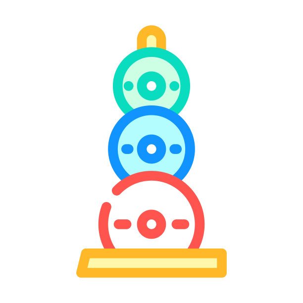 重量板设置健身设备颜色图标矢量插图图片下载