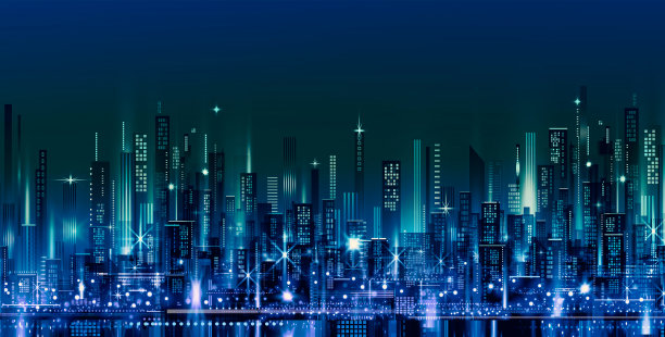 夜晚城市插图。黑暗的城市风貌图片下载