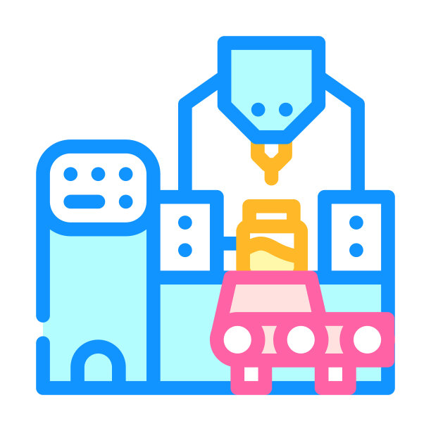 工业生产花生酱输送机彩色图标矢量插图图片下载