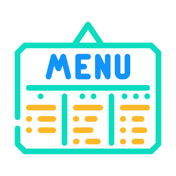 菜单食堂颜色图标矢量插图图片下载