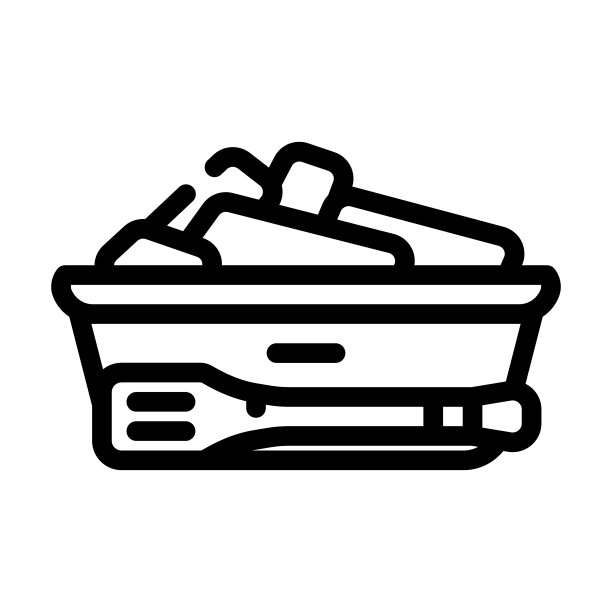 面包篮与钳子在餐厅线图标矢量插图图片下载