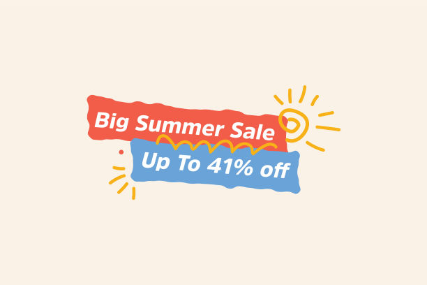 夏季特价横幅折扣41%，季节性购物促销广告，矢量设计图片下载