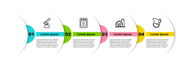 摆好木斧，装好植物种子，农家小屋，用杯子盛满牛奶。业务信息模板。向量图片下载