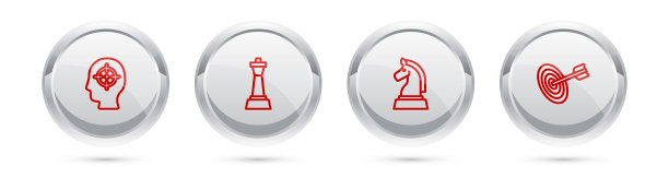 设线猎头，象棋，目标。银圈按钮。向量图片下载