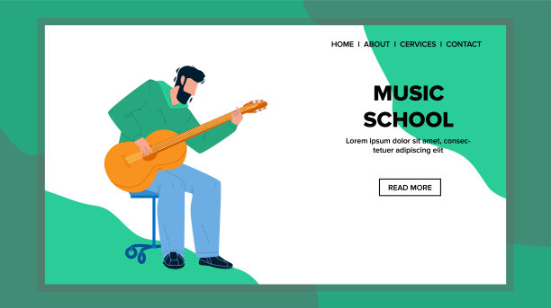 音乐学校的学生学习弹吉他图片下载